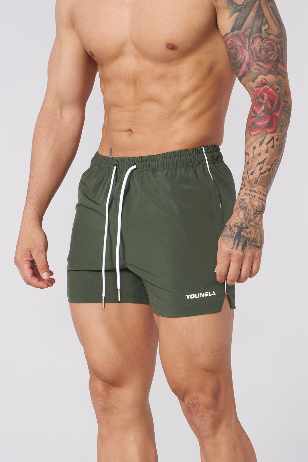 Young LA 1021 - Leg Day Shorts Olijfgroen | VRTLX0152