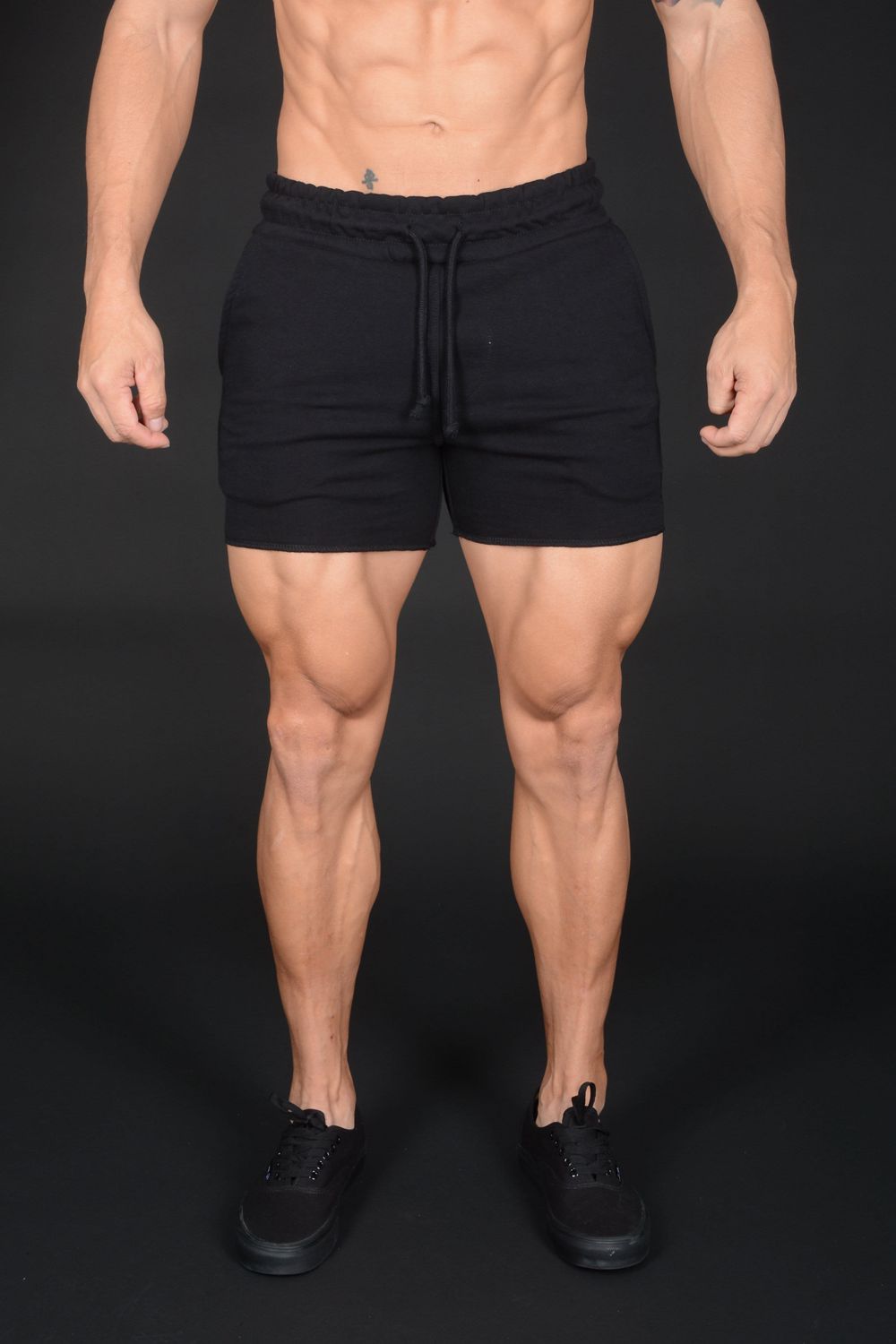 Young LA 102 Bodybuilding French Terry Shorts Zwart | MAYTH2346