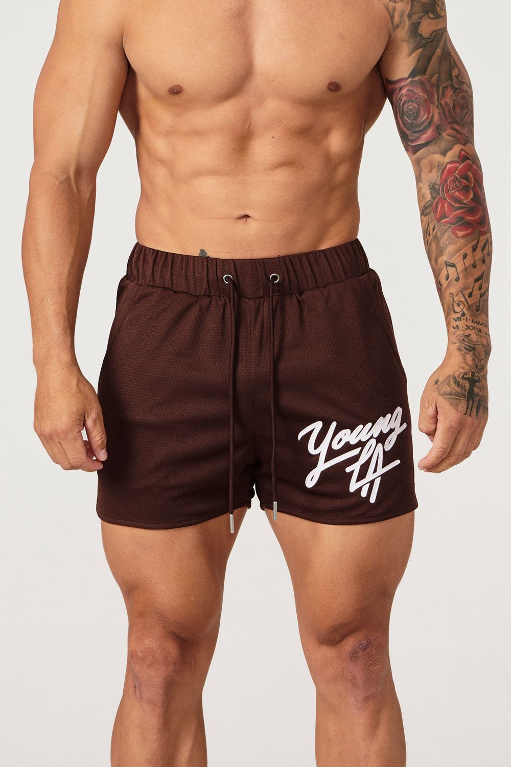 Young LA 104 Legacy Shorts Donkerbruin | GDUQX6053