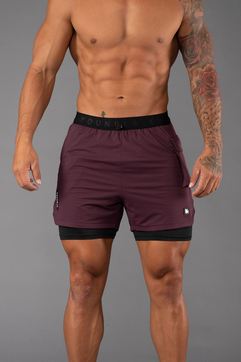 Young LA 121 Performance Line Compression Shorts Bordeaux | UPDLN4752