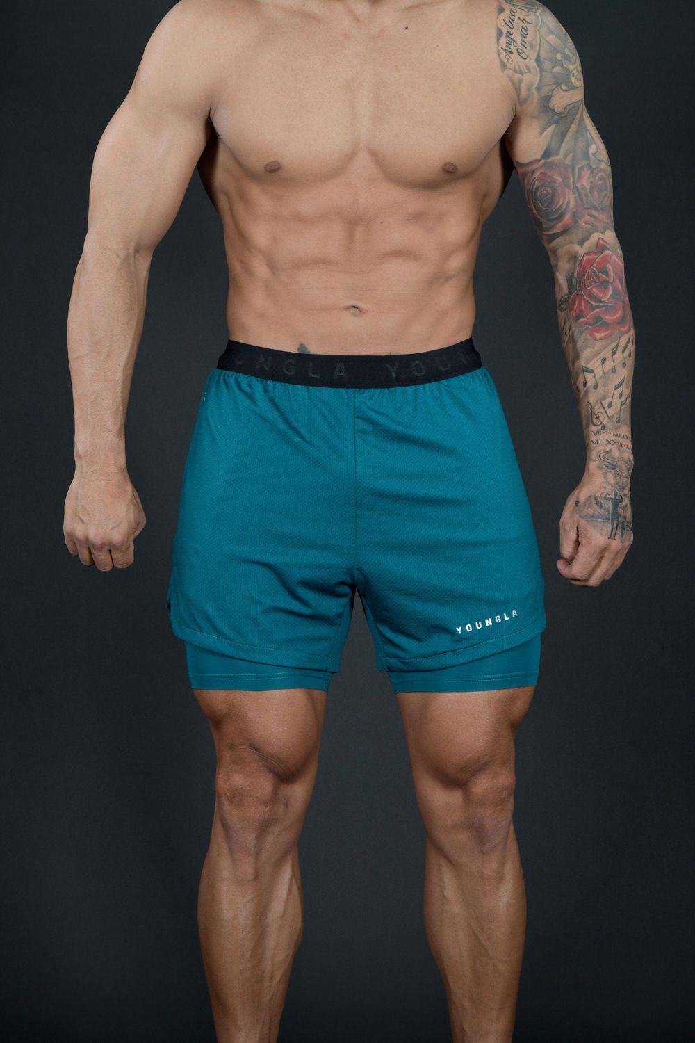 Young LA 129 Trilogy Compression Shorts Teal | PVTHF4802