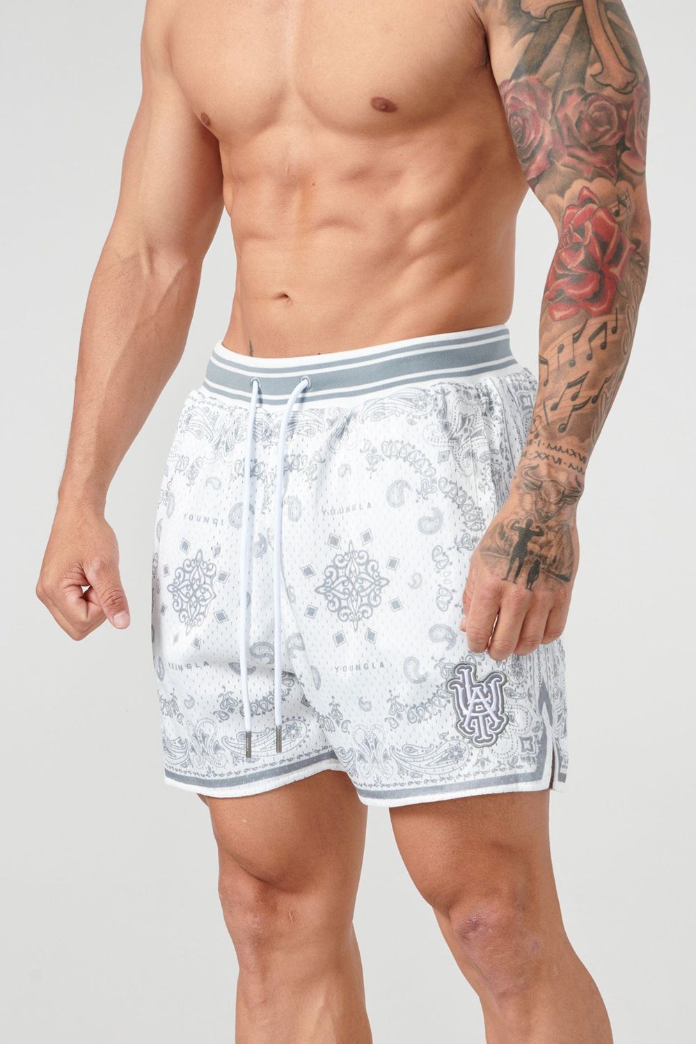 Young LA 132 Infamous Bandana Shorts Grijs | WHUQS8275