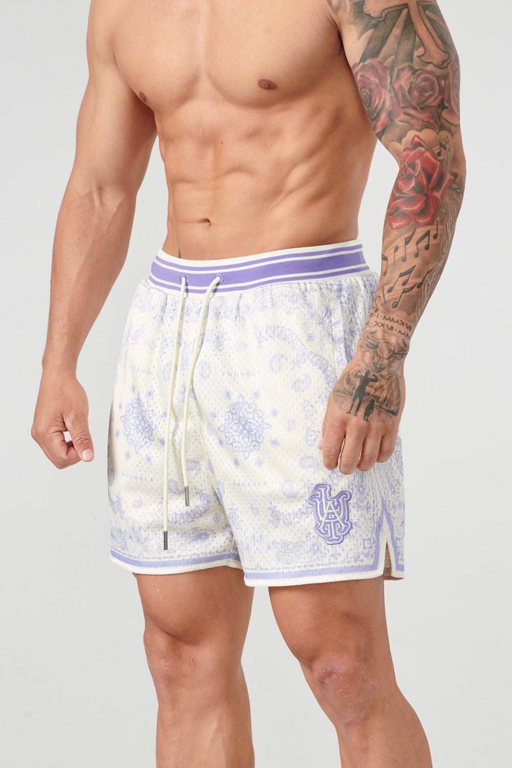 Young LA 132 Infamous Bandana Shorts Paars | DGYPV3582