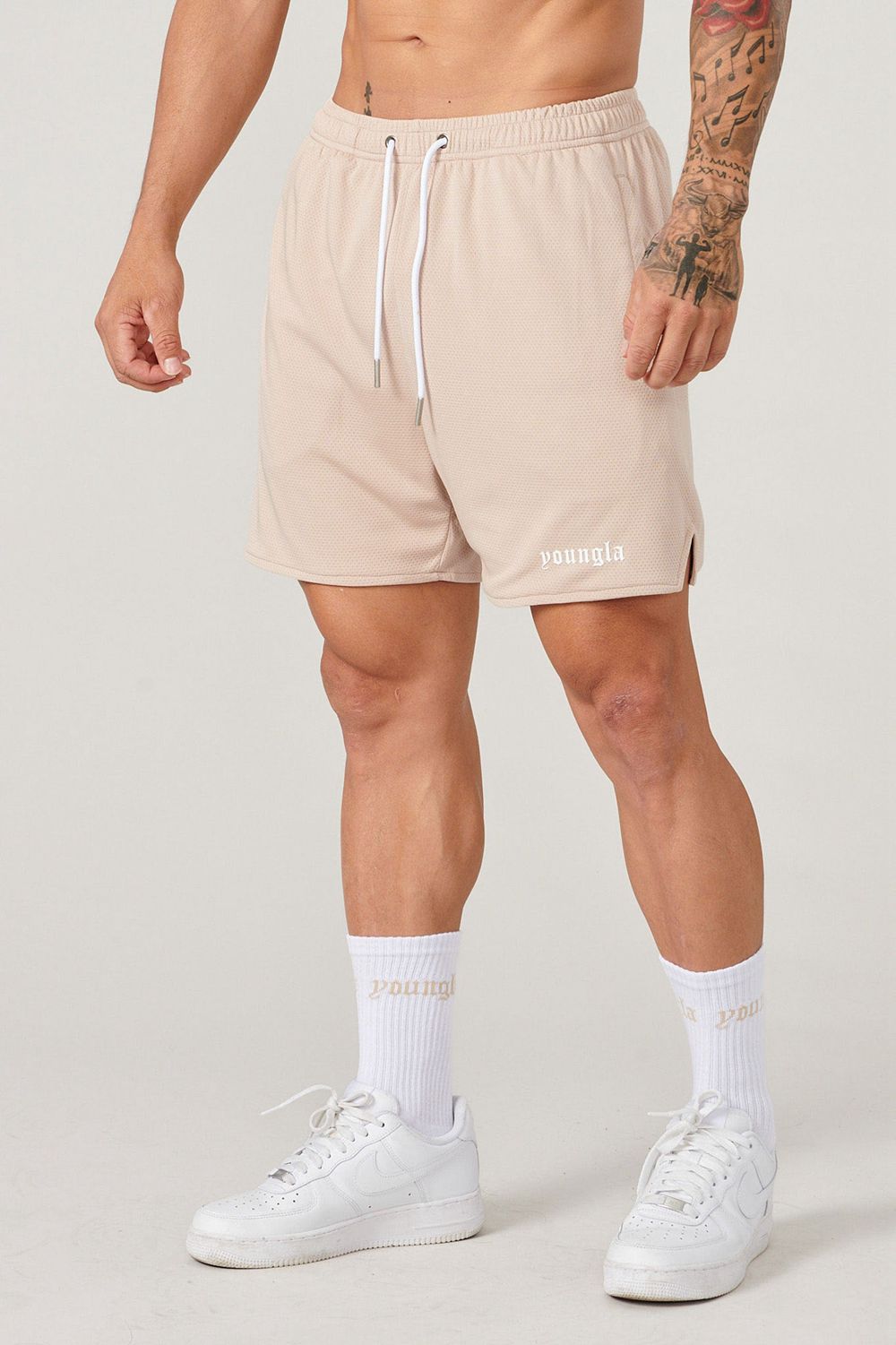 Young LA 134 Game-Time Shorts & Socks Set Beige | IAXKP6249