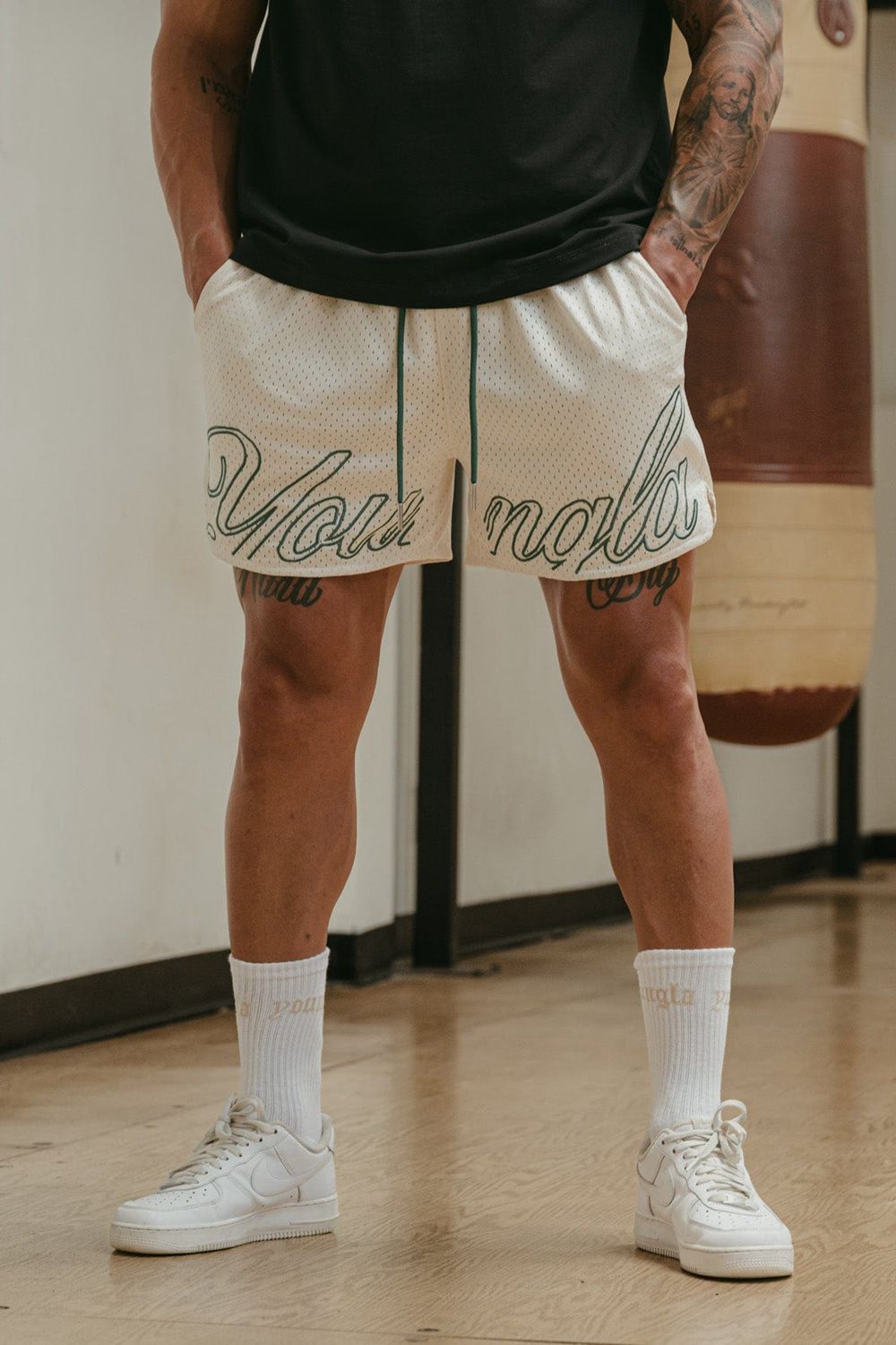 Young LA 155 Championship Shorts Wit Groen | IUNMB1874