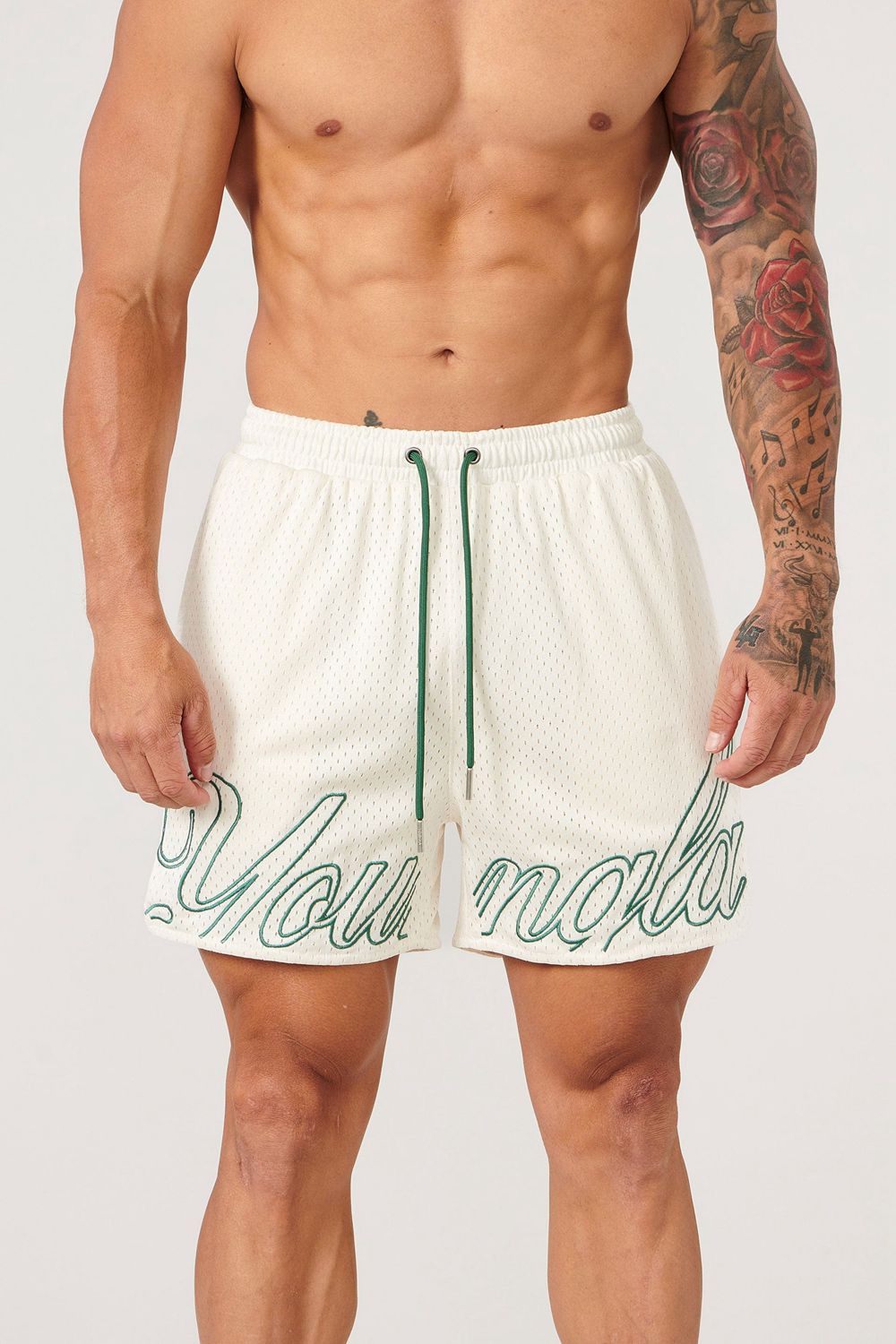 Young LA 155 Championship Shorts Wit Groen | IUNMB1874