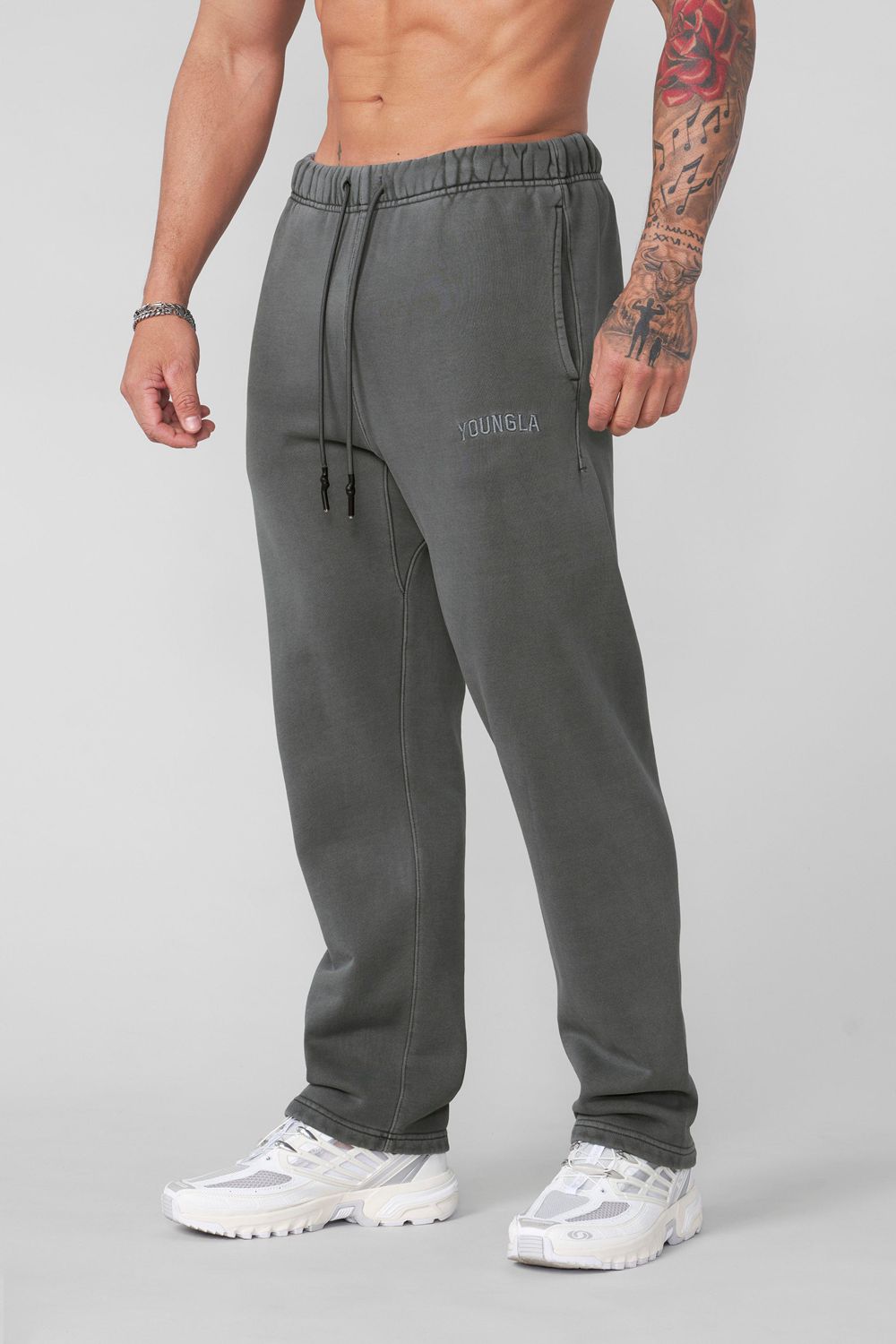 Young LA 2078 - Minimal No Cuff Joggers Grijs | EMNQY5472