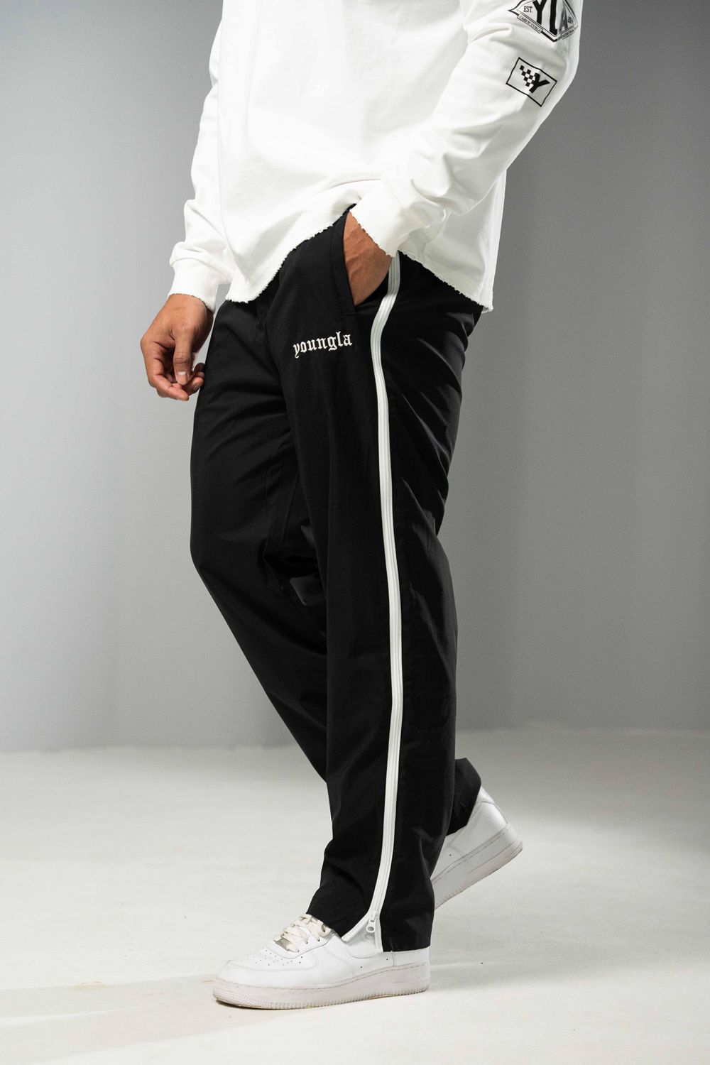 Young LA 246 - Side Zipper Joggers Zwart | YEXSA7692