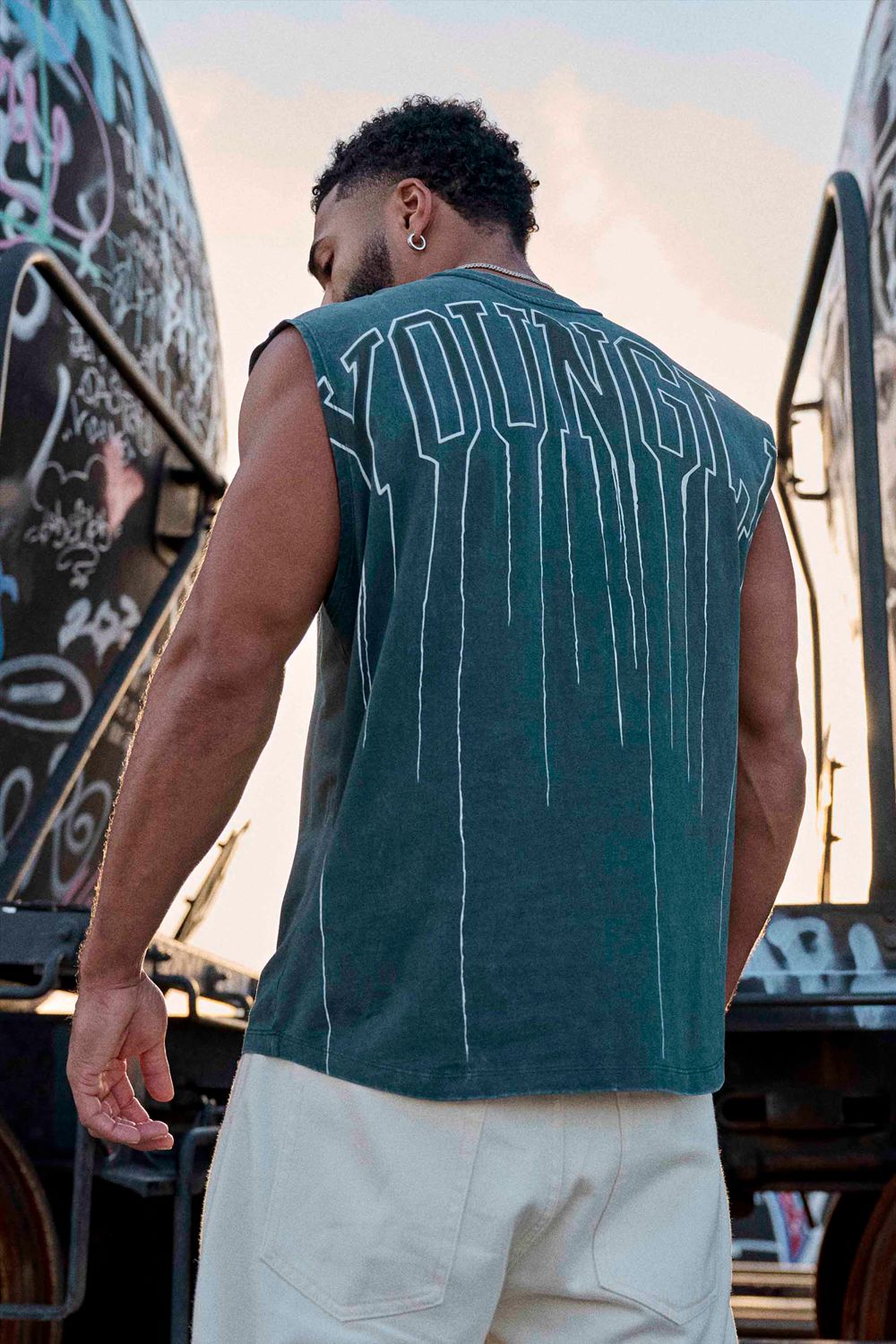 Young LA 3031 - Drip Muscle Tanks Groen | GQFNV4137