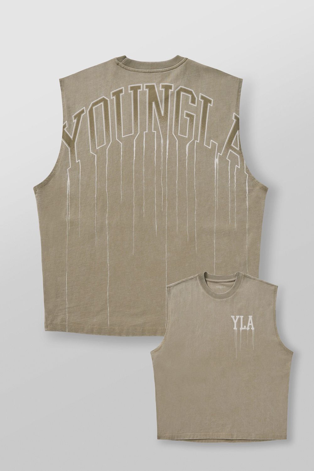 Young LA 3031 - Drip Muscle Tanks Khaki | JOXDR0178