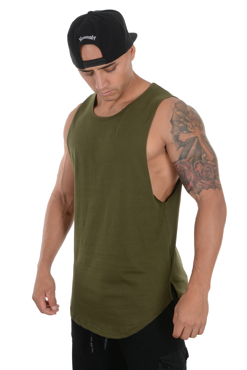 Young LA 308 Muscle Tanks Olijfgroen | MEUAL2386