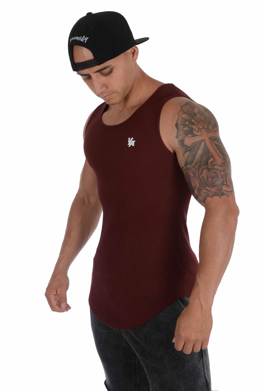 Young LA 314 Scoop Bottom Ribbed Tank Bordeaux | UXEWJ0941