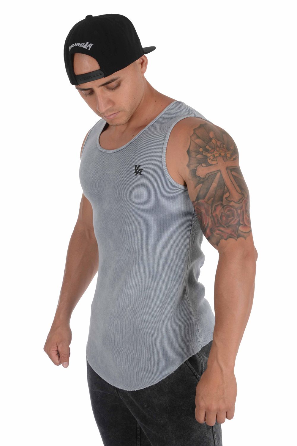 Young LA 314 Scoop Bottom Ribbed Tank Grijs | EFKXD1072