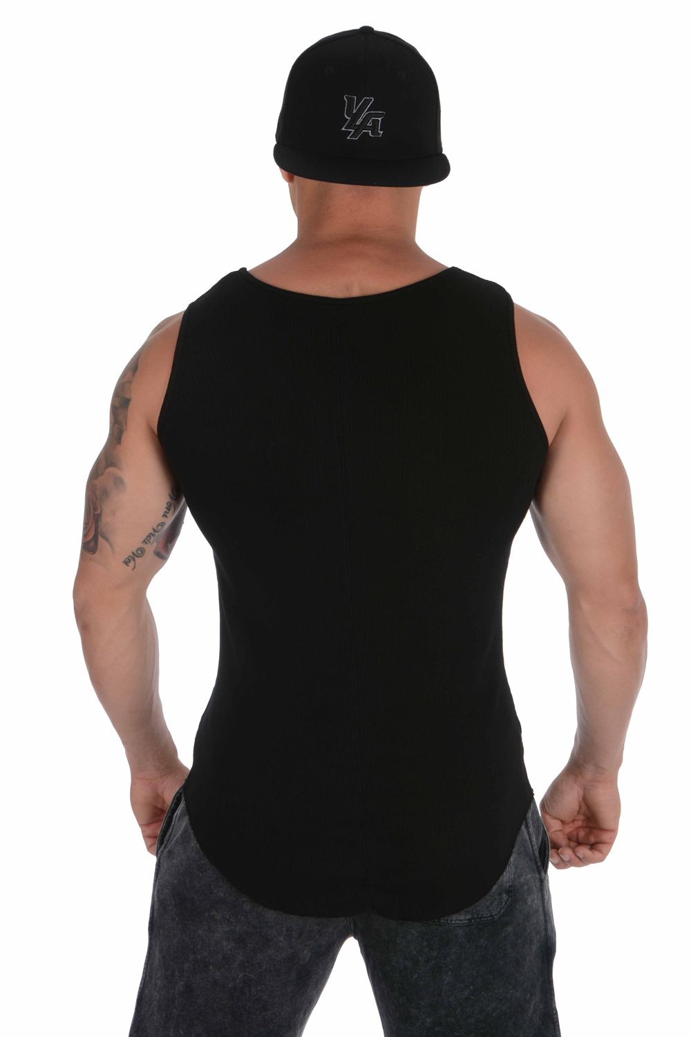 Young LA 314 Scoop Bottom Ribbed Tank Zwart | WBCGI2783