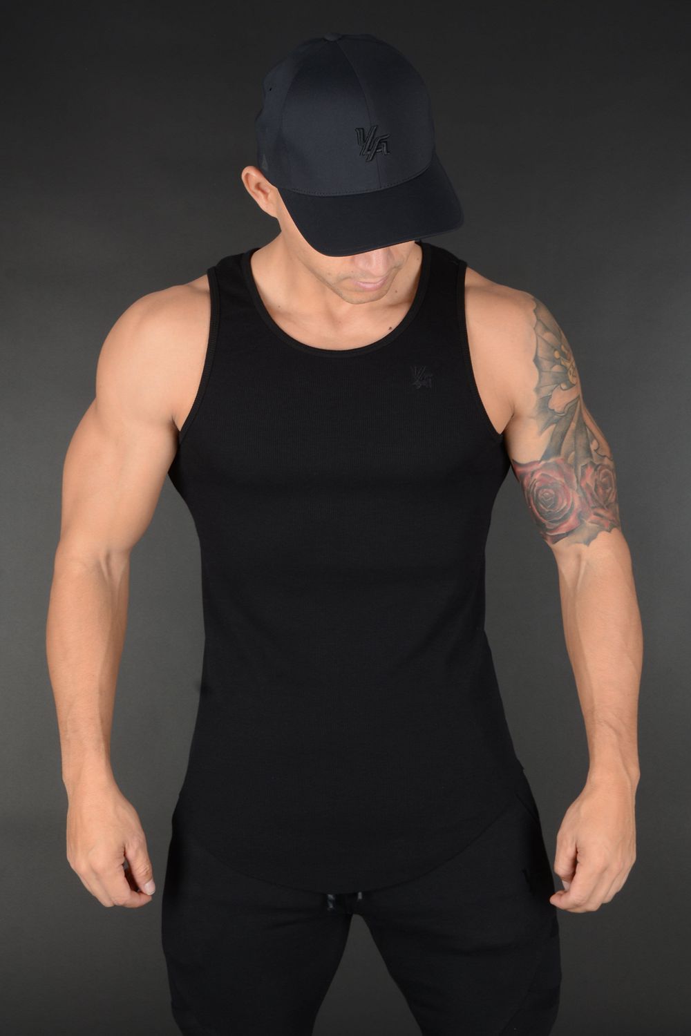 Young LA 314 Scoop Bottom Ribbed Tank Zwart | WBCGI2783