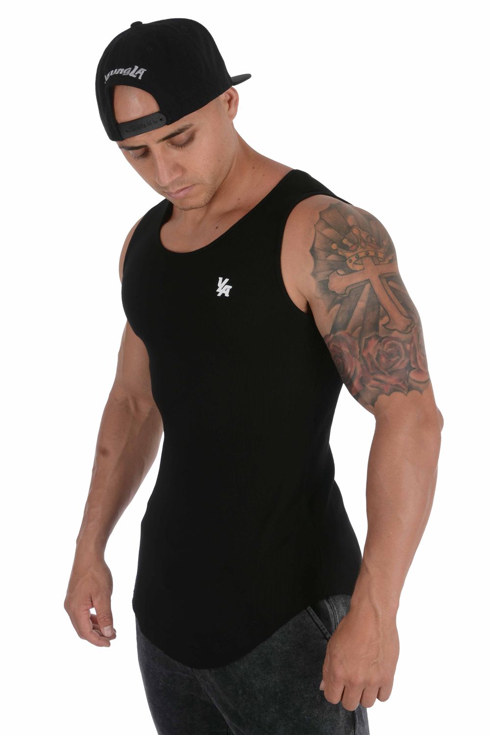 Young LA 314 Scoop Bottom Ribbed Tank Zwart | WBCGI2783