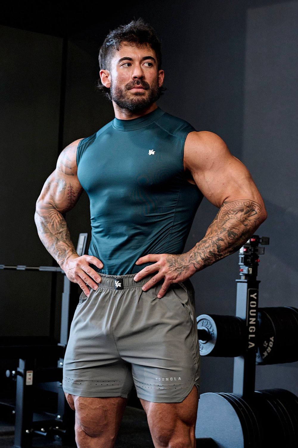 Young LA 315 - Stealth Compression Cut-Offs Teal | YHXCN9165