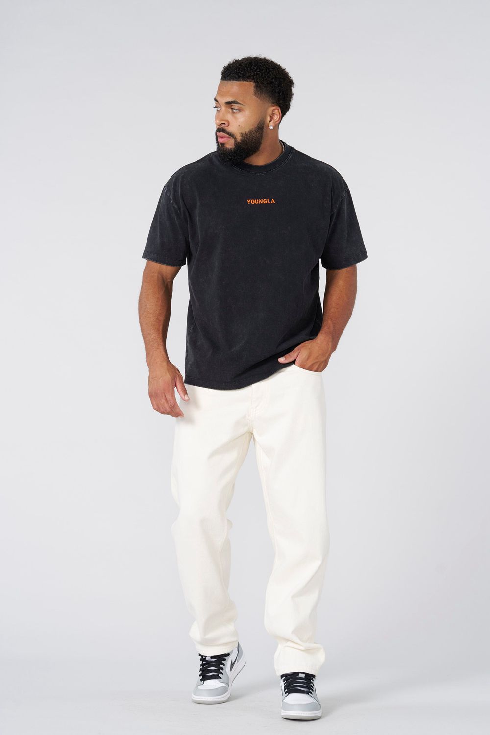 Young LA 4014 - Orange Emblem Tees Zwart | XKHCI1273