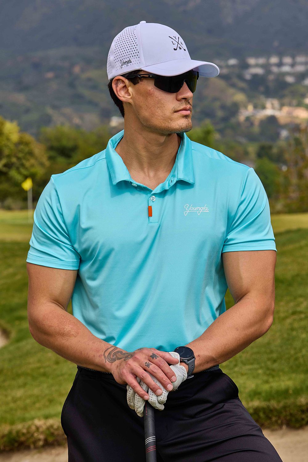 Young LA 4069 - Tee Time Golf Polos Turquoise | KDHOG5236