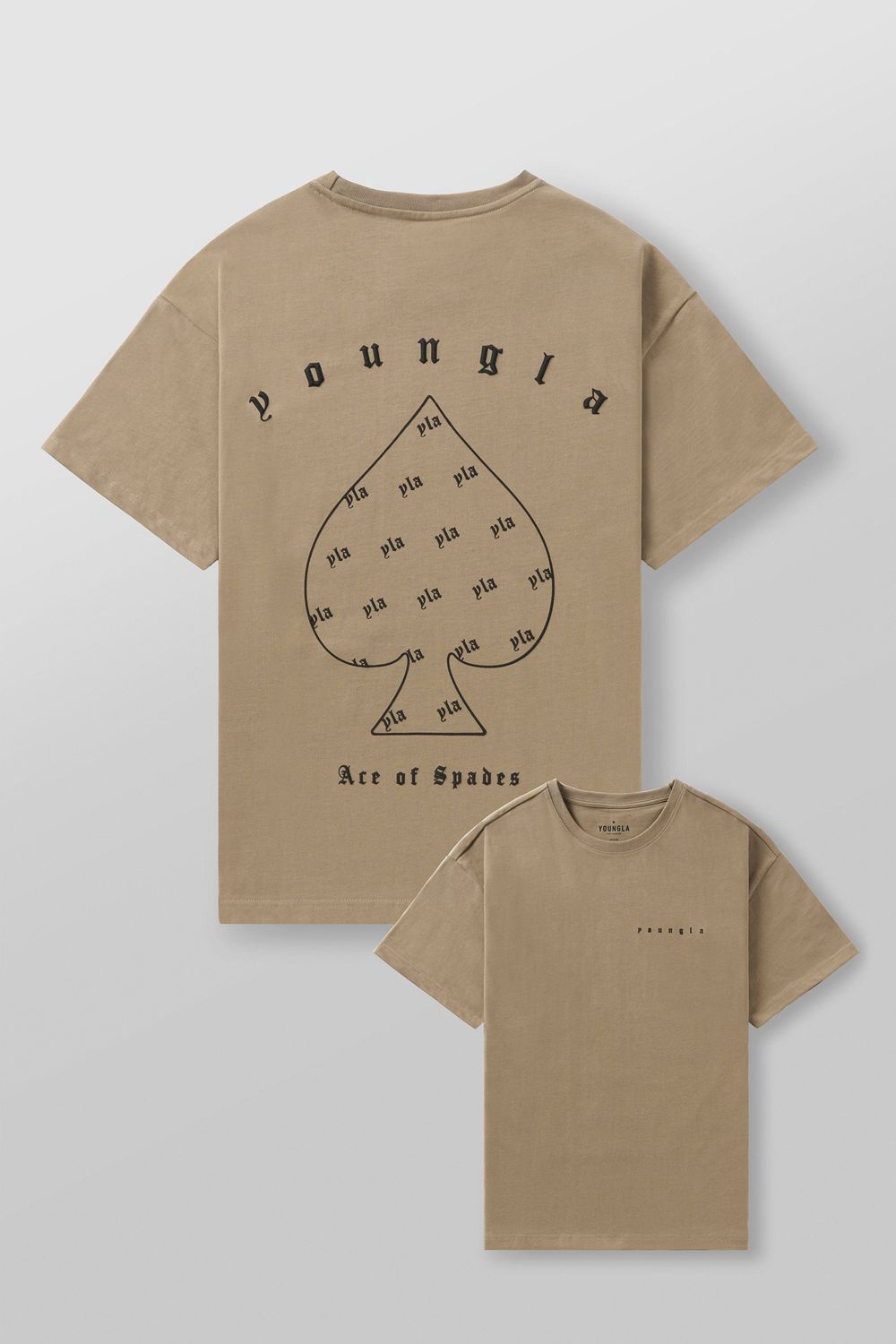 Young LA 4098 - Ace Of Spades Tees Khaki | QPOUD5179