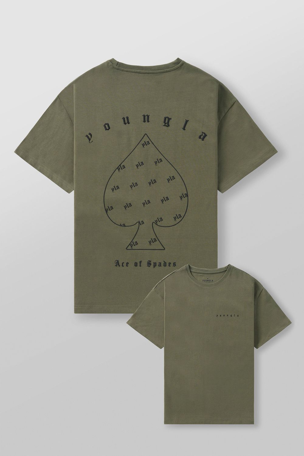 Young LA 4098 - Ace Of Spades Tees Olijfgroen | LCKBW2406