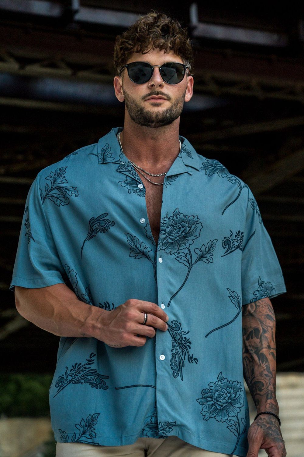 Young LA 445 Cabo Vibez Shirts Printed Blauw | KDZAN1802