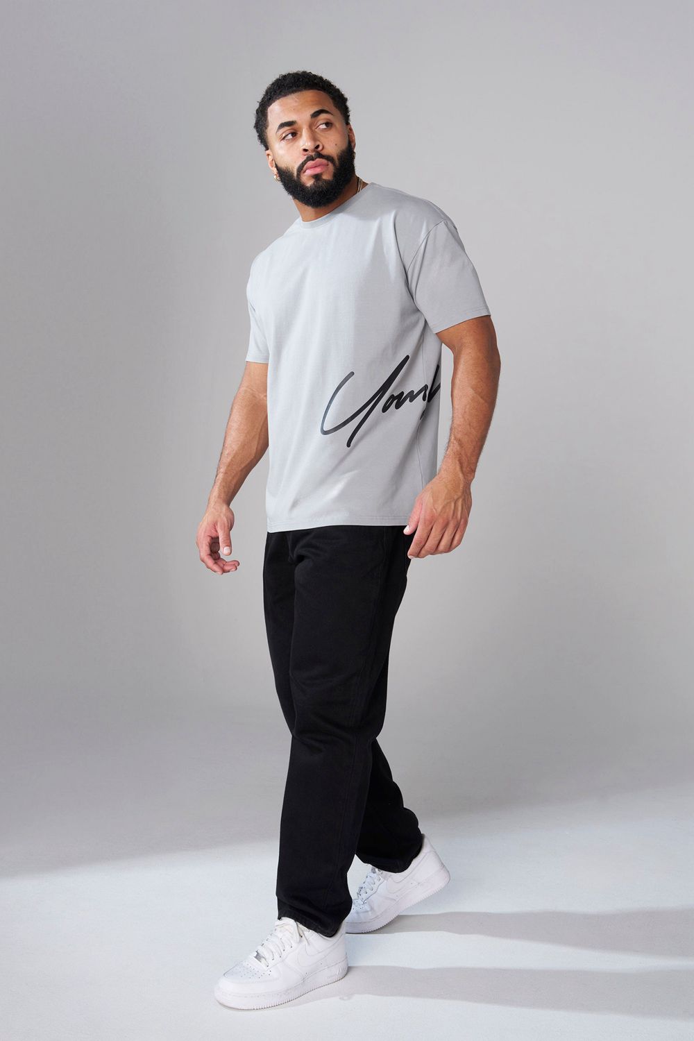 Young LA 462 - Side Signature Tees Grijs | RUFWC1382