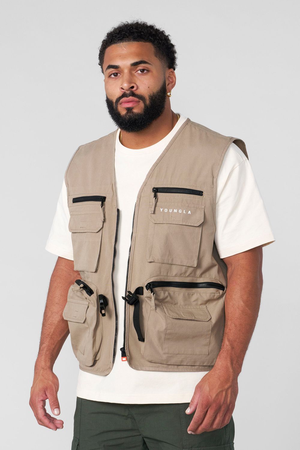 Young LA 502 - Utility Cargo Vest Beige | PXJQO4093