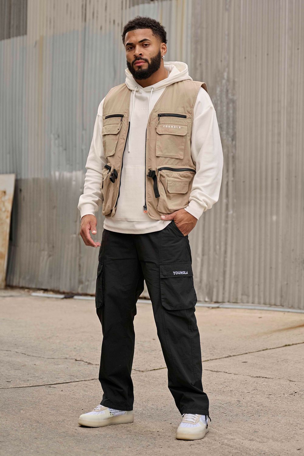 Young LA 502 - Utility Cargo Vest Beige | PXJQO4093