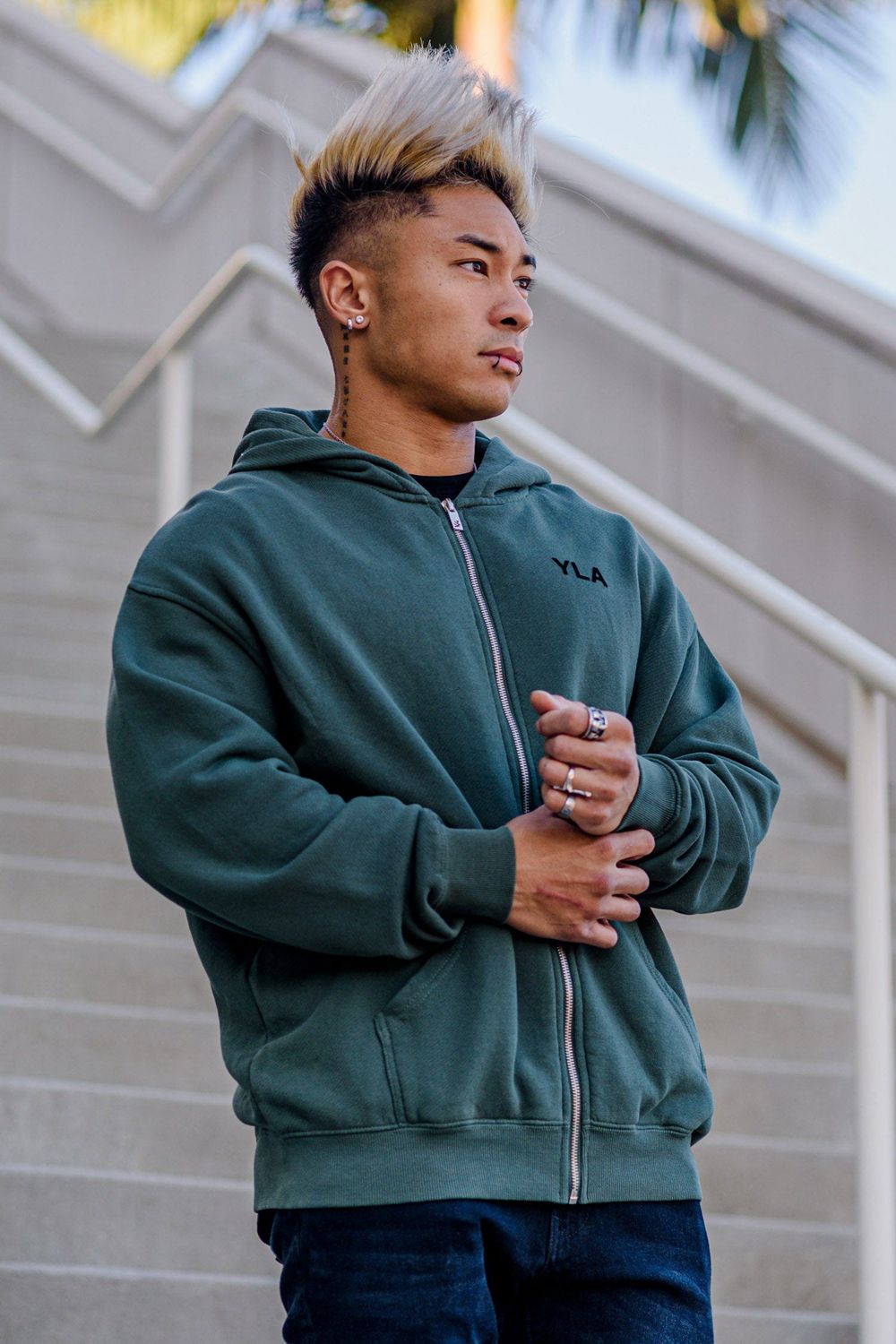 Young LA 515 Monarch Zip-Up Hoodie Teal | GENMY7412