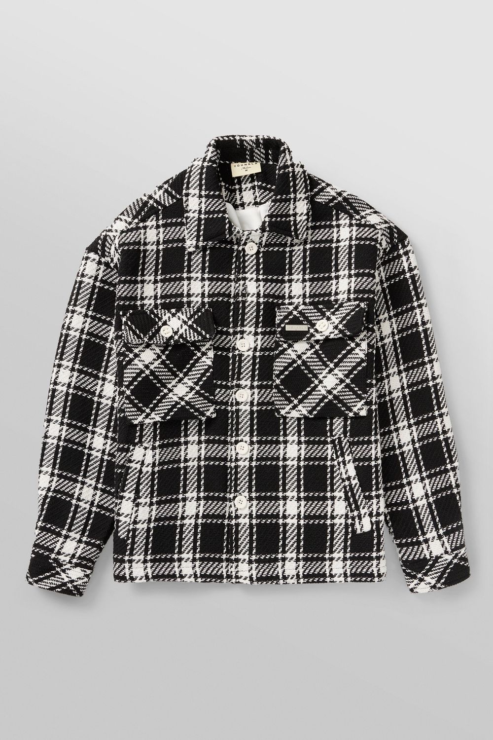 Young LA 519 - Woven Flannel Jackets Zwart Wit | DZJPU0942