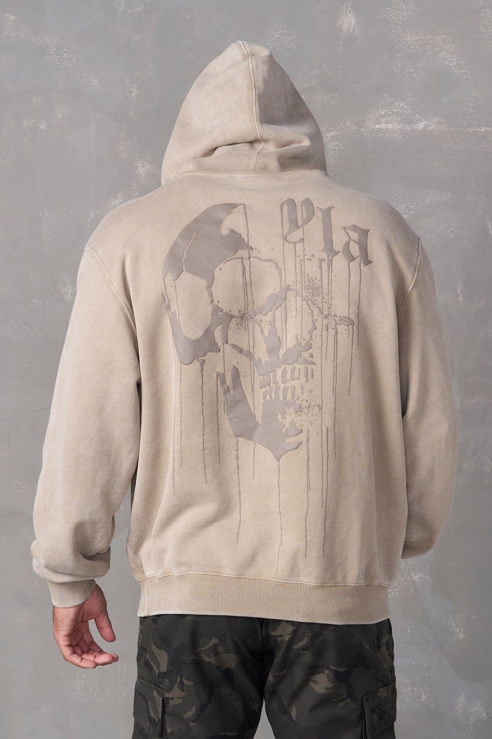 Young LA 551 - Drippy Skull Hoodie Beige | PRIVE7698