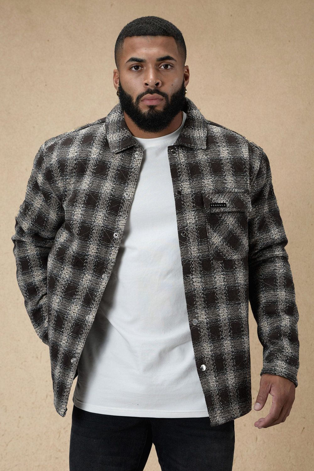 Young LA 556 High Profile Flannel Jacket Bruin Wit | PURQI2871