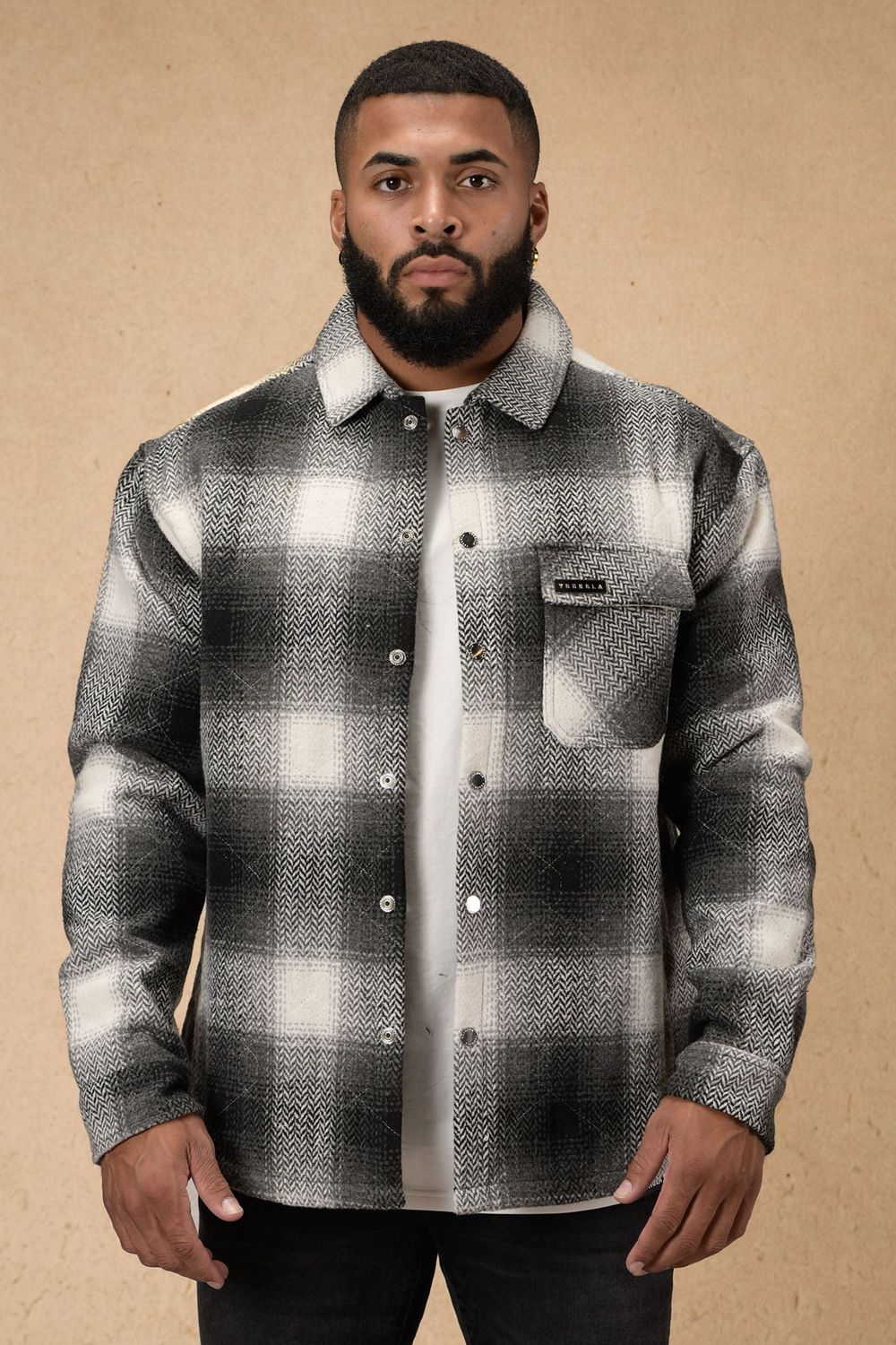 Young LA 556 High Profile Flannel Jacket Zwart Wit | KHLRD6508