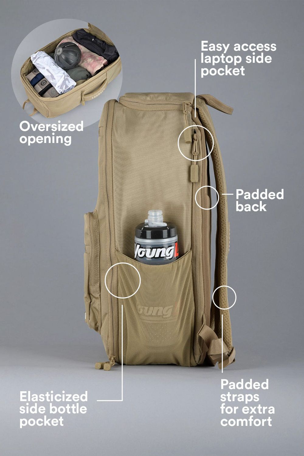 Young LA 730 Expedition Backpacks Khaki | BWIOM3917