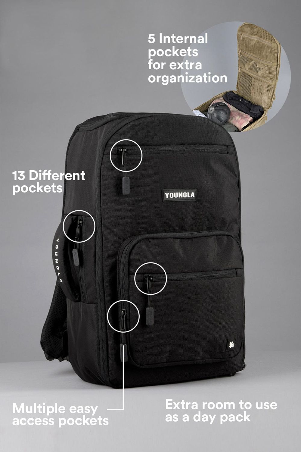 Young LA 730 Expedition Backpacks Zwart | MYOSJ3589