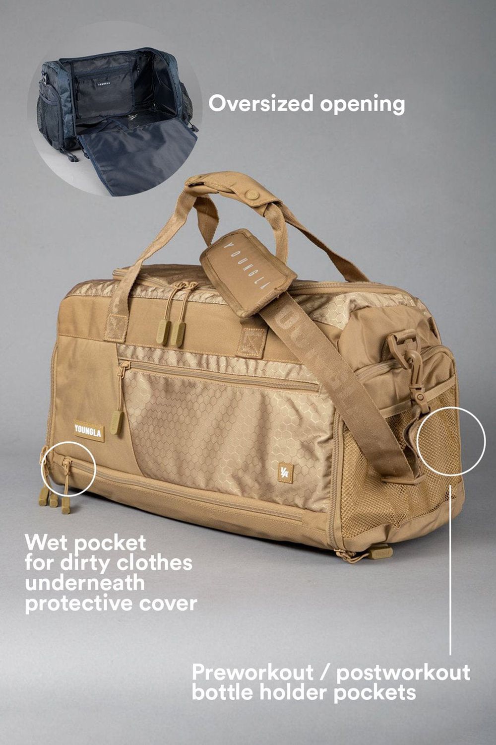 Young LA 740 Elite Duffle Bags Khaki | FZBLK6047