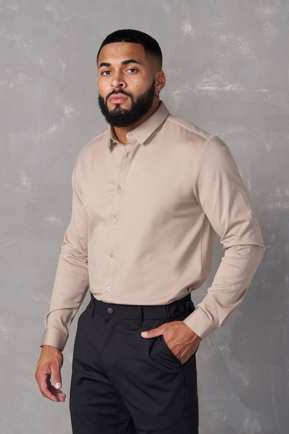 Young LA 803 - Formal Dress Shirts Beige | ZHGWY4395