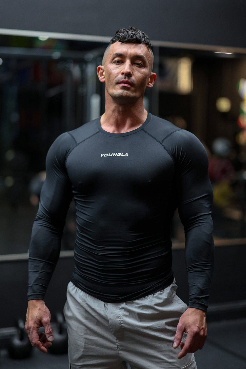 Young LA 830 - Flexfit Compression Longsleeves Zwart | PGLQM9784