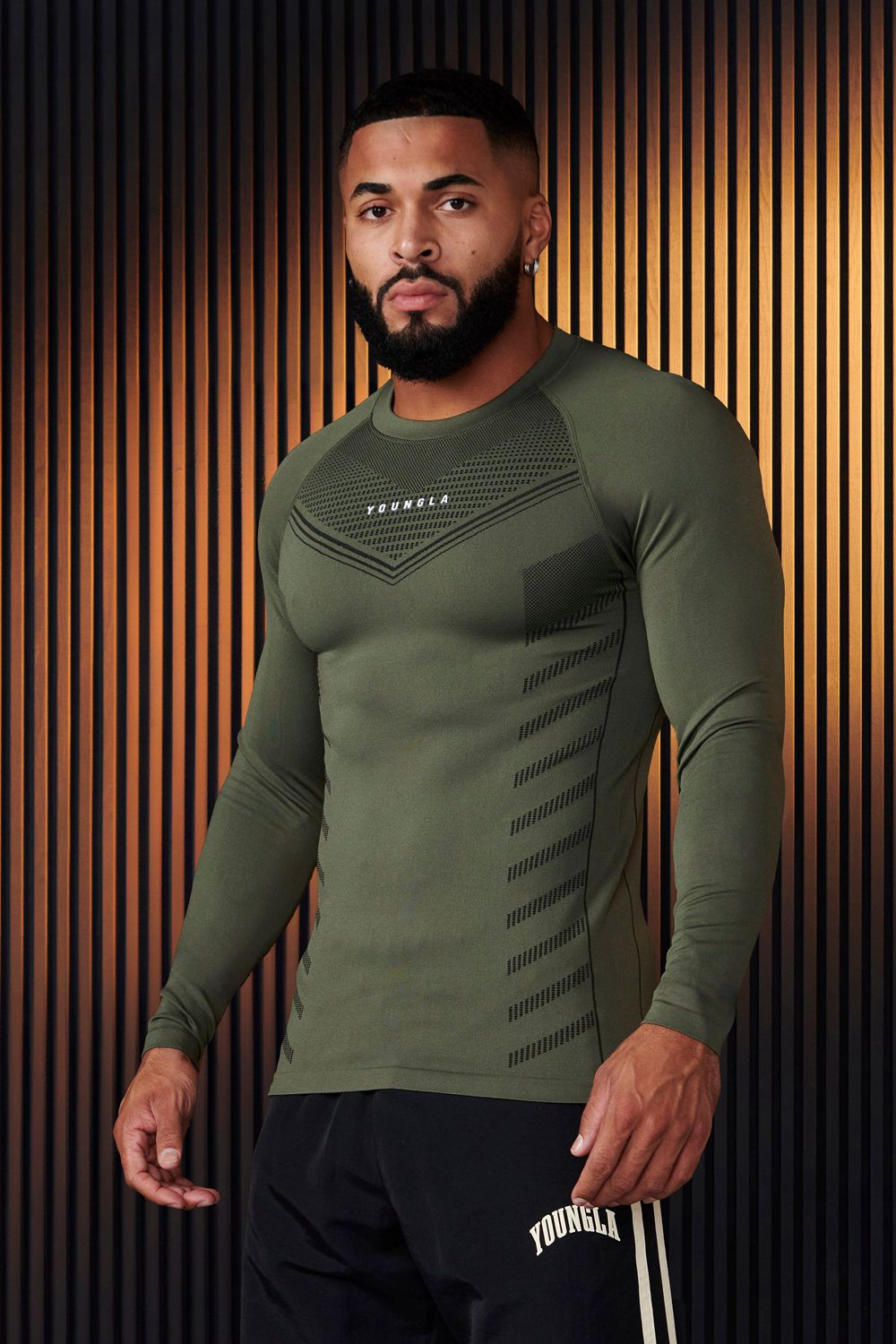 Young LA 833 - Superhero Compression Longsleeves Olijfgroen | OETFX1293