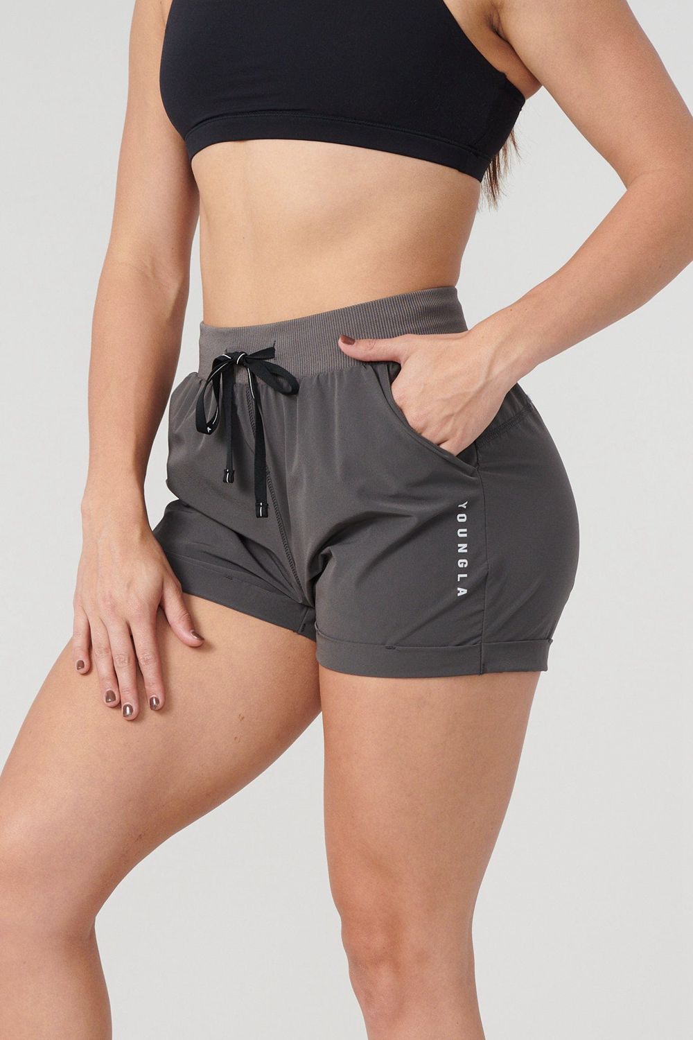 Young LA W104 Velocity Running Shorts Grijs | MNOKT3147