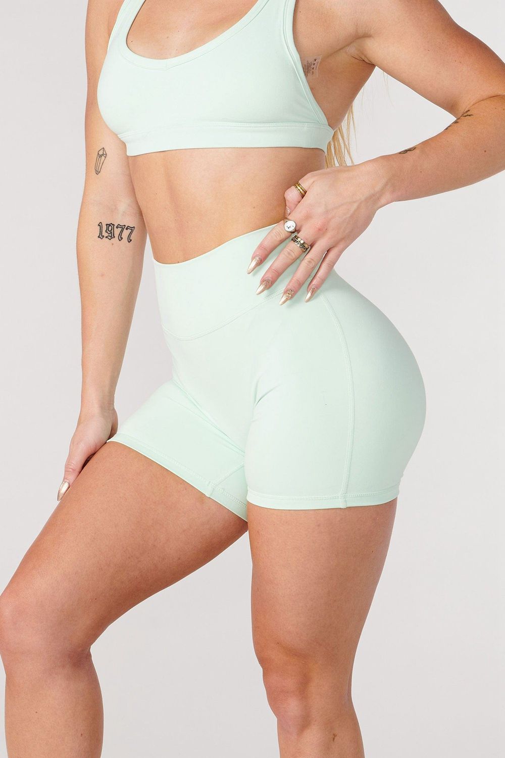 Young LA W112 Effortless Biker Shorts Turquoise | ENTMY3416