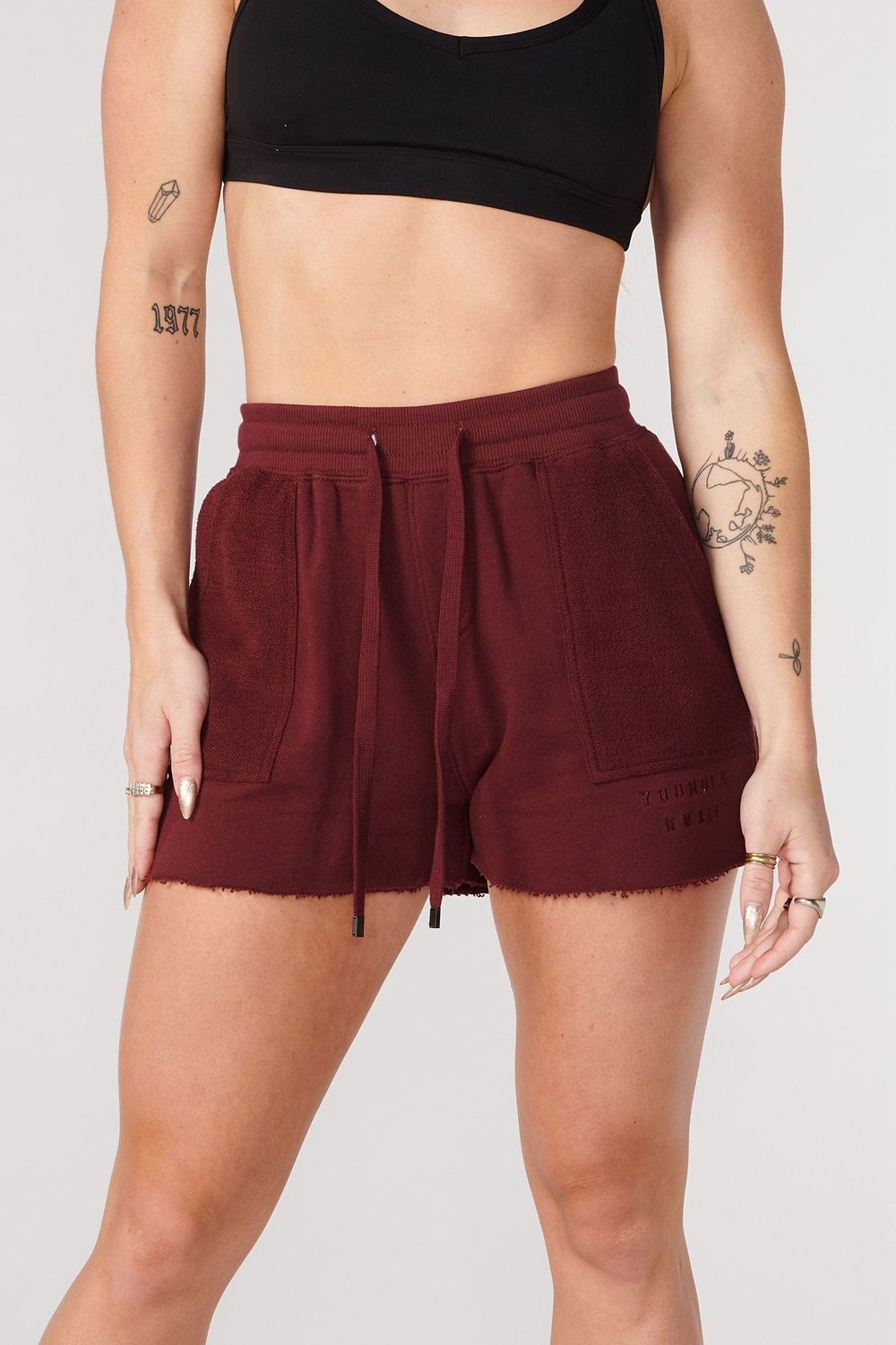 Young LA W114 Reversed Terry Shorts Bordeaux | QDVFH6528