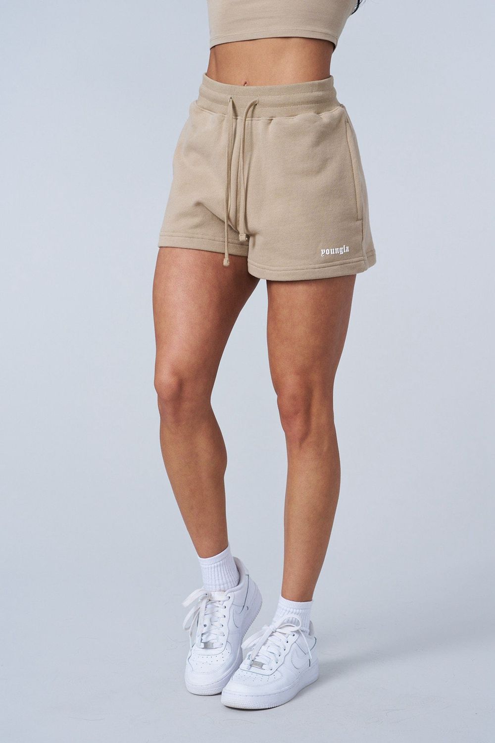 Young LA W142 - Love Sets - Terry Shorts Khaki | ZLDYX7290