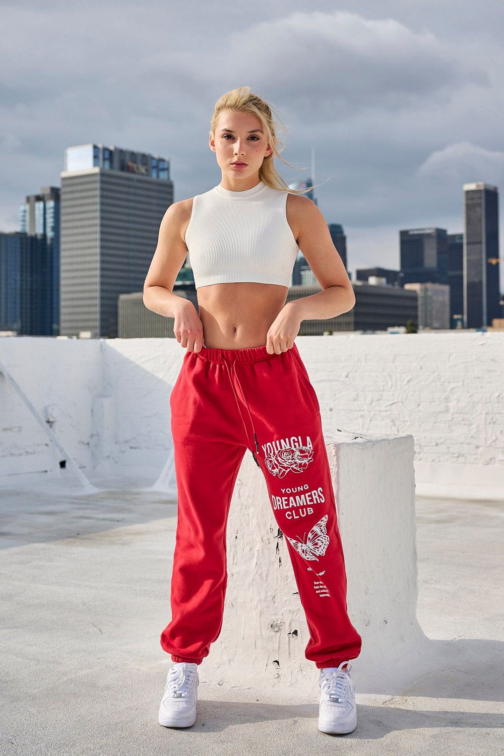 Young LA W211 Dreamers Joggers Rood | PEZAT7631