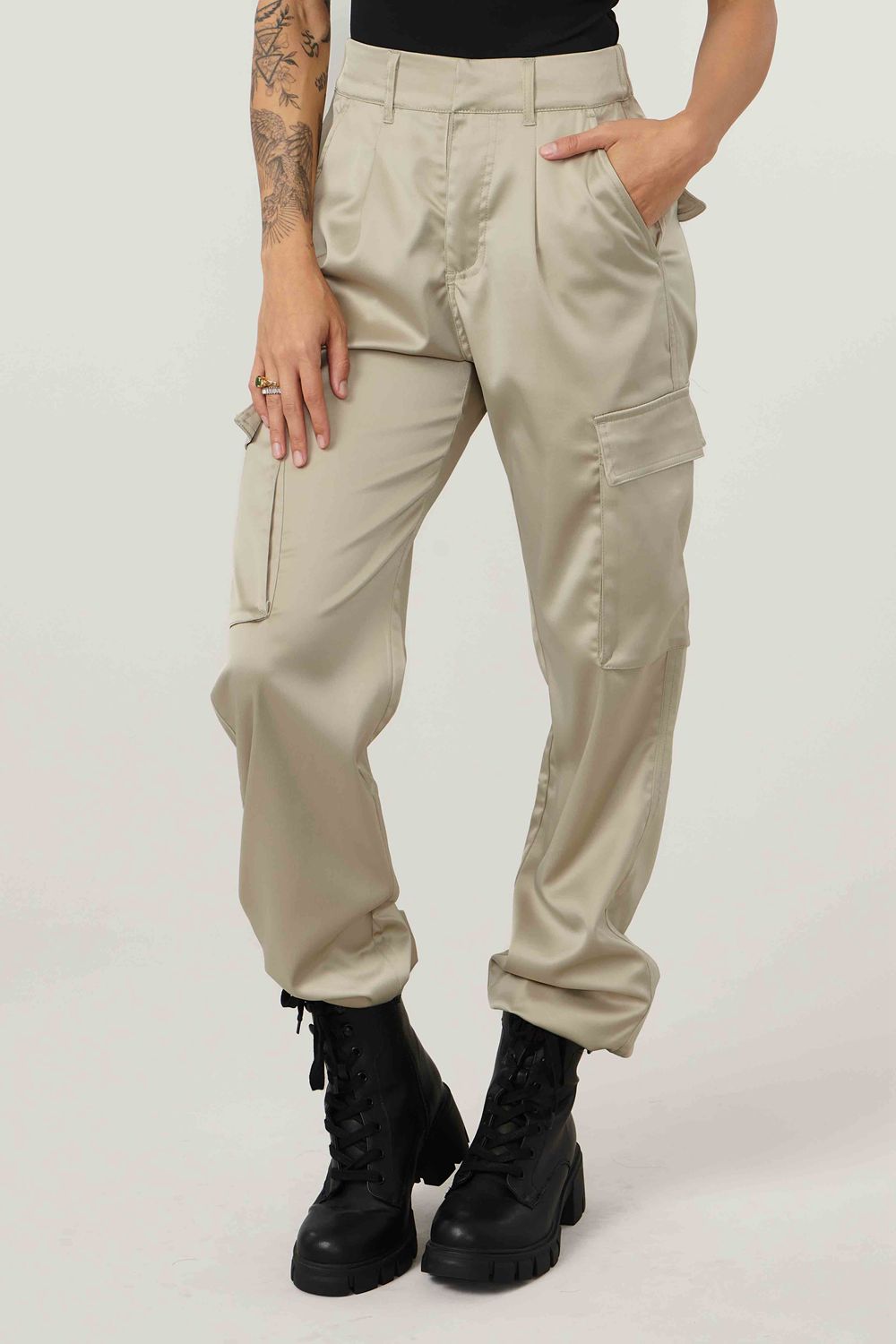 Young LA W217 Gloria Satin Cargo Khaki | UZIRG2894