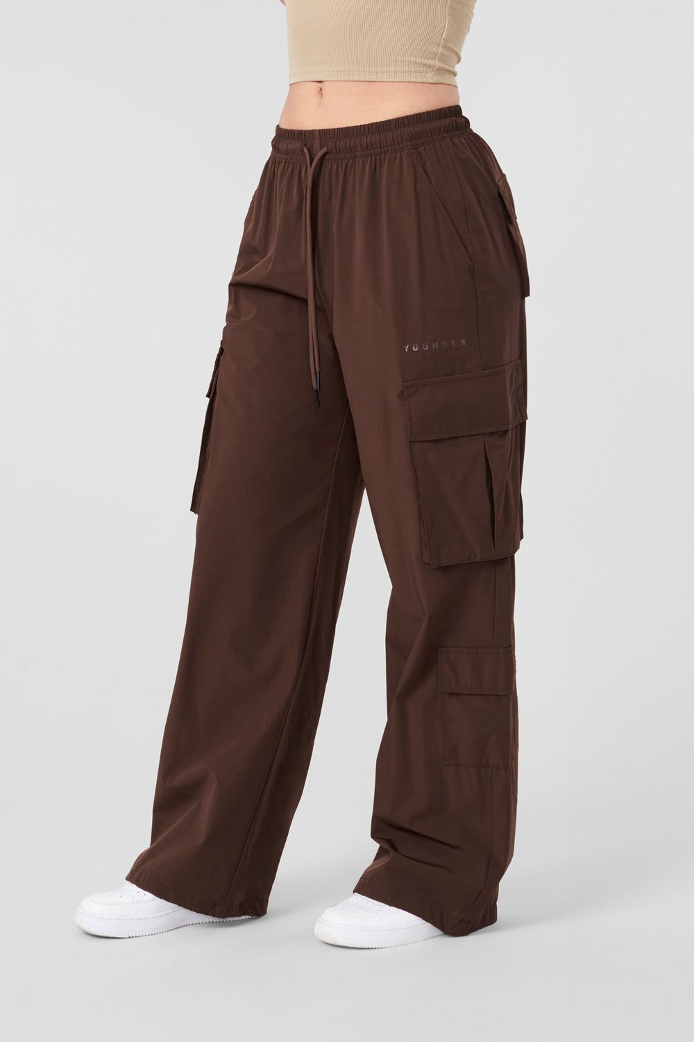 Young LA W219 Travel Cargo Joggers Donkerbruin | WMHEX0156