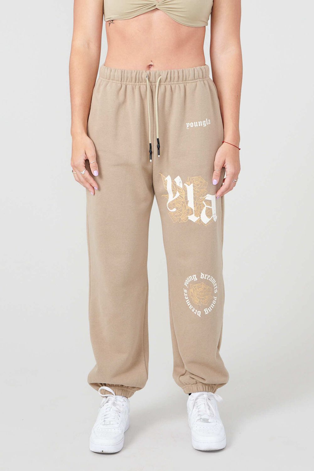 Young LA W224 Rose Joggers Beige | DVSHF9603