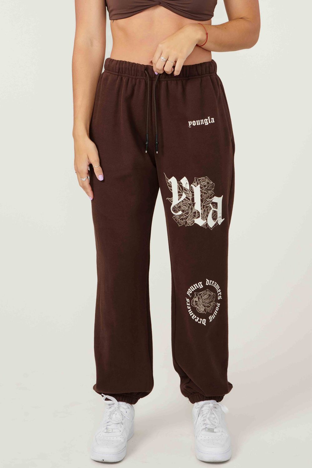 Young LA W224 Rose Joggers Donkerbruin | ERNVZ0468