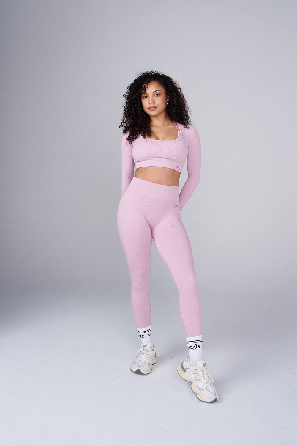 Young LA W243 Ribbed Seamless Legging Roze | LYWOI5647